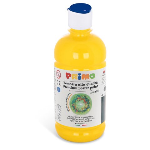 Primo quality school paint 500 ml, with dosing cap, yellow (201)