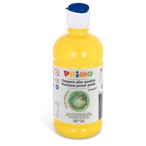 Primo pintura escolar de calidad para colorear 500 ml, con tapón dosificador, amarillo limón (211)