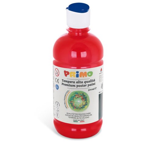 Primo quality school paint 500 ml, with dosing cap, scarlet red (380)