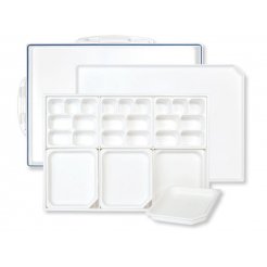 Tavolozza Pittura Rotonda 17cm - Plastica Bianca Con 6 Pozzetti | Per Acquerelli, Acrilici E Tempera - Foto 3