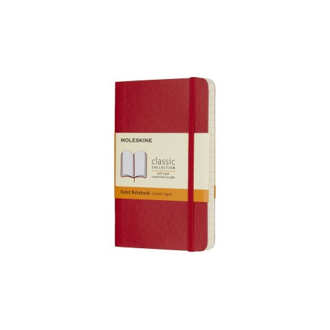 Moleskine notebook, softcover 9 x 14 cm, ruled, 96 sheets, scarlet red