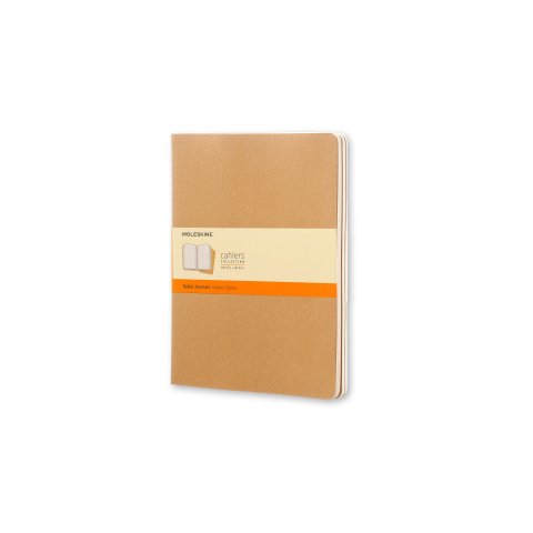 Moleskine notebook, set of 3 190 x 250, ruled, 60 sheets, natural brown
