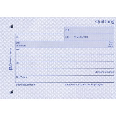 Zweckform receipt book (German only) 300, DIN A6, carbon paper, white, 50 sheets