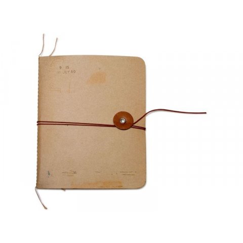 O-Check Design notepad ''String'' with closure 120 x 160 mm, 32 sheets/64 pages, 2 pockets, beige