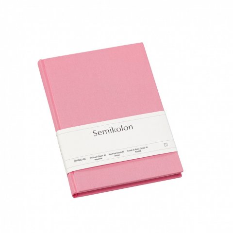 Semikolon notebook, linen cover 152 x 213, approx. DIN A5, 176 p., dotted, flamingo