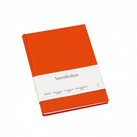 Semikolon notebook, linen cover 152 x 213, approx. DIN A5, 176 pages, dotted, orange