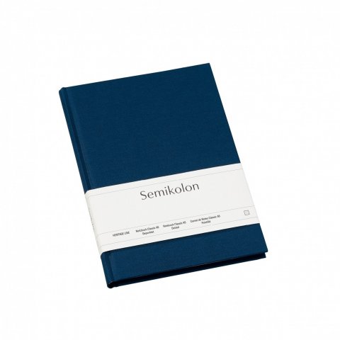 Libro de notas Semikolon, con forro de lino 152 x 213, aprox. DIN A5, 176 páginas, punteado, azul marino