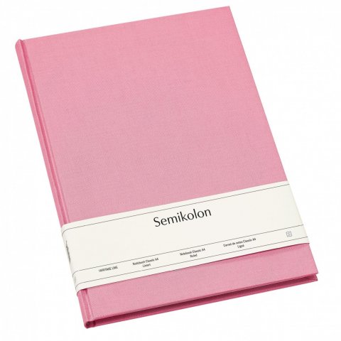 Semikolon Notizbuch, Leineneinband 217 x 305, ca. DIN A4, 176 S., liniert, flamingo