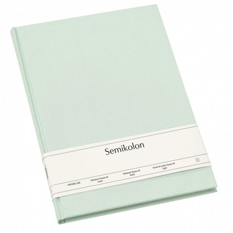 Semikolon Notizbuch, Leineneinband 217 x 305, ca. DIN A4, 176 Seiten, liniert, moss