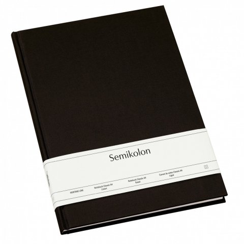 Semikolon Notizbuch, Leineneinband 217 x 305, ca. DIN A4, 176 Seiten, liniert, black