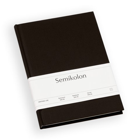 Libro de notas Semikolon, con forro de lino 150 x 210  app. A5, 80 sheets/160 pages, black
