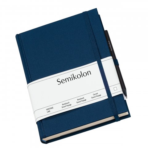 Semikolon Reisetagebuch, Leineneinband 135 x 190 mm, 152 Blatt, mit Bleistift, marine