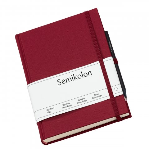 Diario da viaggio Semikolon, copertina in lino 135 x 190, 152 fogli/304 pagine, bordeaux