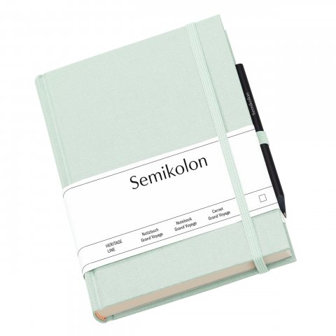 Semikolon travel diary, linen cover 135 x 190 mm, 152 sheets, with pencil, moss