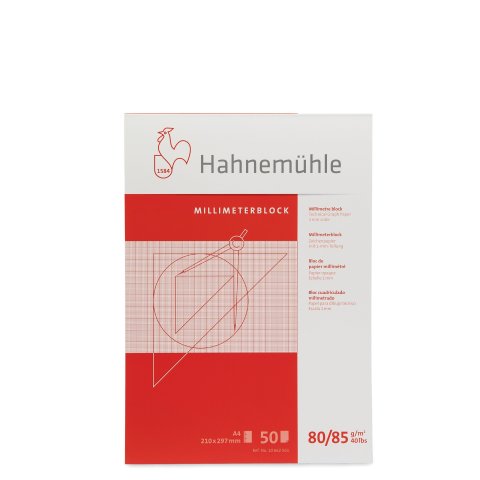 Blocco carta millimetrata Hahnemühle, 80 g/m² 210 x 297  DIN A4, 50 fogli