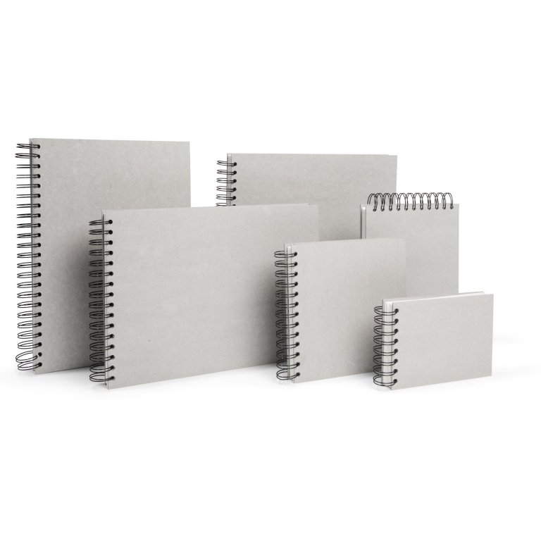 Sketchbook, grey board with spiral binding