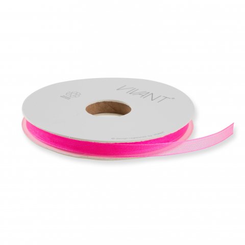 Nastro regalo Organza Neon b = 7 mm, l = 50 m, rosa