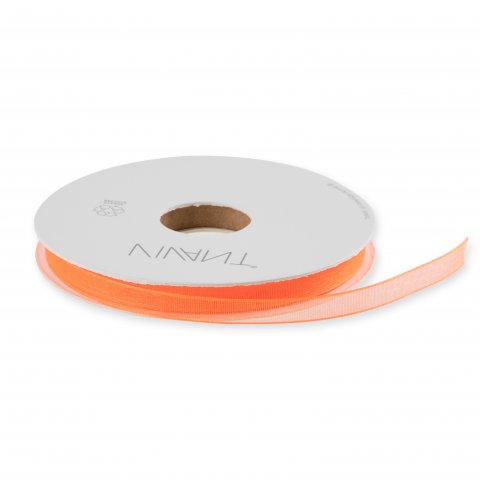 Gift ribbon Organza neon w = 7 mm, l = 50 m, orange