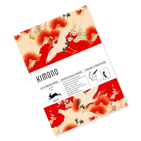 Pepin gift wrap and creative paper book 50 x 70 cm, folded, 12 motifs, kimono
