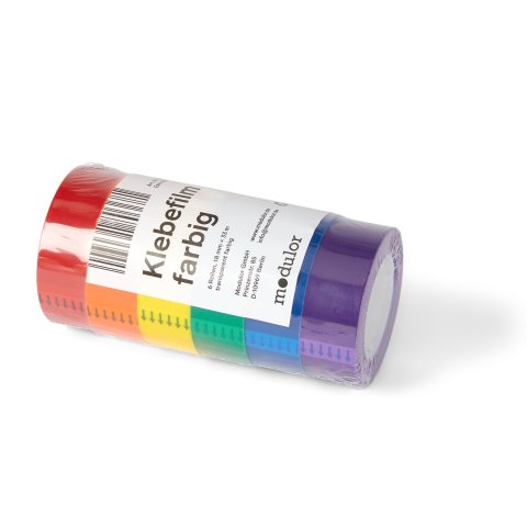 Modulor Klebefilm farbig 6er Set, 18 mm x 33 m, transparent farbig