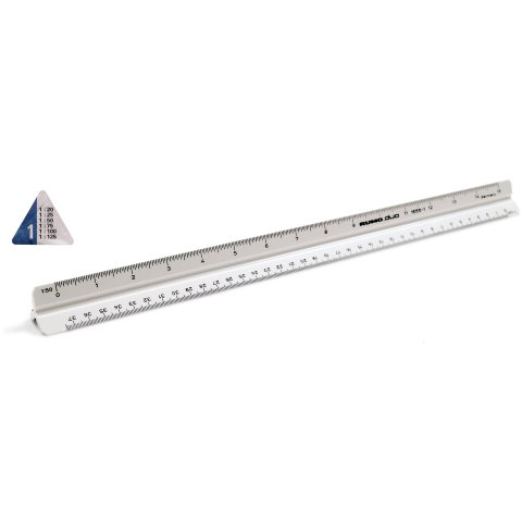 Triangular scale ruler, plastic l = 300 mm, architect 1, white