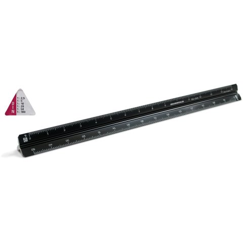 Triangular scale ruler, plastic l = 300 mm, engineer DIN, black