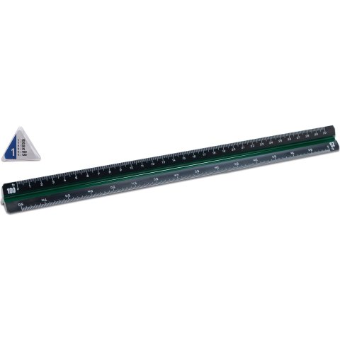 Triangular scale ruler, plastic l = 300 mm, architect 1, black