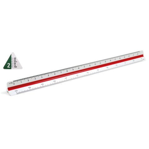 Triangular scale ruler, plastic l = 300 mm, vocational school 2, white