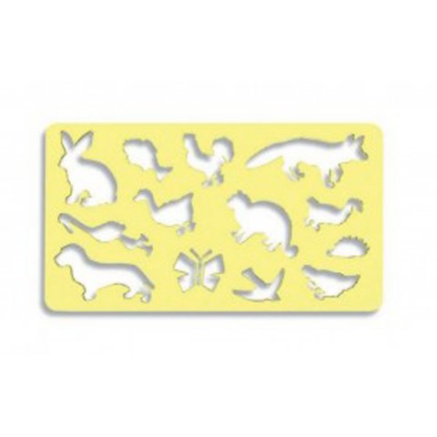 Koh-i-Noor templates for colouring fox + courtyard animals, yellow,  120 x 210 mm