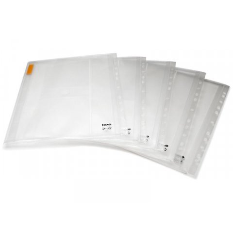 Index sleeves, PP with hook and loop fastener 245 x 310 for A4, transparent, colourless, 5 piece