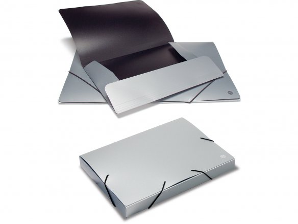 Carpeta con gomas Ecobra, polipropileno, plateada