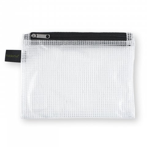 Zipper bag transparent with 2 compartments 125 x 178 mm, for DIN A6, black, EVA (PVC-free)