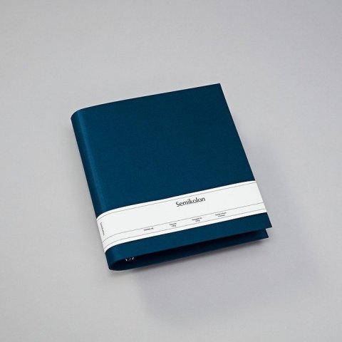 Archivador de fotos Semikolon, con forro de Efalin 4 anillos, 280 x 320 para DIN A4, formato vertical, azul marino