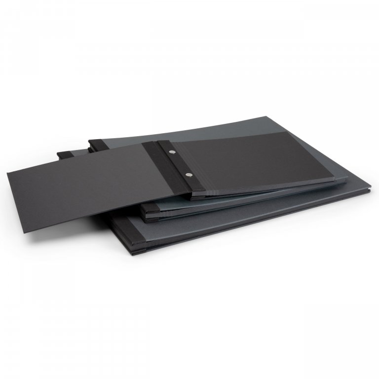 Hidden post photo album with cloth spine, black