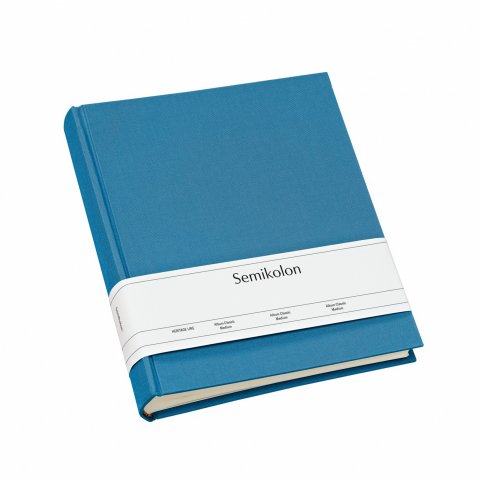 Álbum Semikolon Classic, forro de lino unicolor 216 x 255 mm, mediano, 80 p., interior crema, azzurro