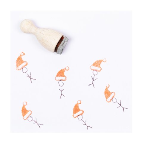Sellos de motivos hechos de madera, cono Gorro de Navidad, tamaño del motivo = 7 x 8 mm