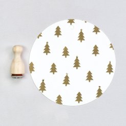 Sellos de motivos hechos de madera, cono, Mini abeto, tamaño del motivo = 10 x 7 mm