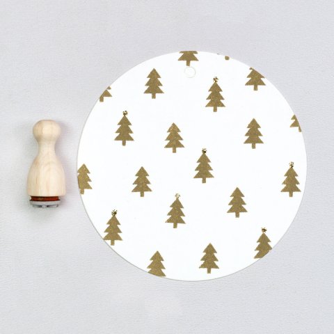 Sellos de motivos hechos de madera, cono Mini abeto, tamaño del motivo = 10 x 7 mm