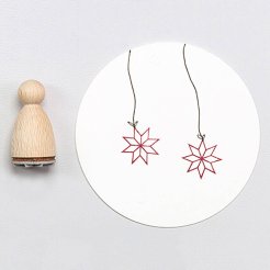 Sellos de motivos hechos de madera, cono, Estrella de papel, tamaño del motivo = 14 x 14 mm