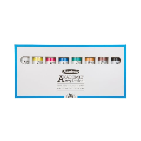 Schmincke Acrylfarbe Akademie, Set 8 Metalltuben à 60 ml, im Karton (76011)