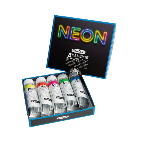 Schmincke Acrylfarbe Akademie, Set Neontöne, 5 Tuben à 60 ml, im Karton (76778)
