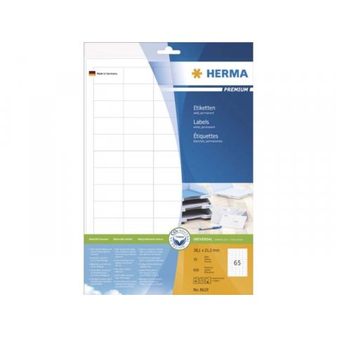 Etichette Herma Superprint (confezioni piccole) 38,1 x 21,2 10 fogli, 650 pezzi (8629)