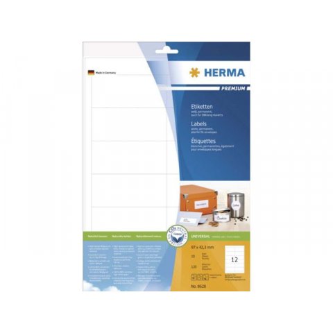 Etiquetas Herma Superprint (paquetes pequeños) 97,0 x 42,3 10 hojas, 120 piezas (8628)
