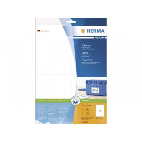 Herma Superprint-Etiketten (Kleinpackungen) 105 x 148 DIN A6, 10 Blatt, 40 Stück (8630)