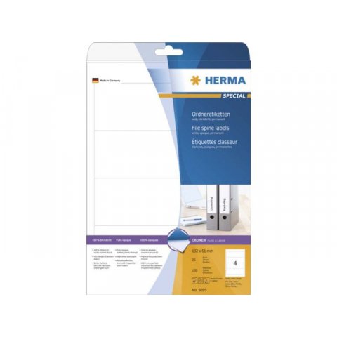 Etichette Herma Superprint (confezioni sfuse) 192 x 61 larghezza cartella, bianco, 100 pezzi (5095)