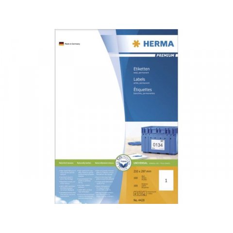 Herma Superprint paper, self-adhesive 210 x 297  A4, white, 100 sheets (4428)
