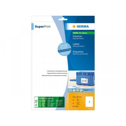 Herma Superprint-Papier, selbstklebend 210 x 297 DIN A4, weiß, 25 Blatt (5065)