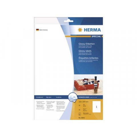 Herma Inkprint Photo-Quality paper, self-adhesive 120 g/m², glossy, 210 x 297  A4, 10 sheets (8895)