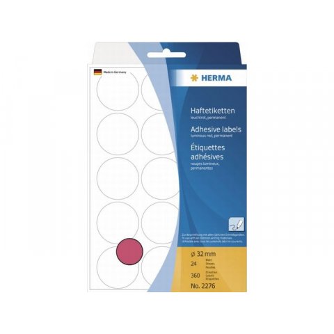 Herma colour adhesive dots, office pack ø 32 mm, 360 pieces, luminous red (2276)