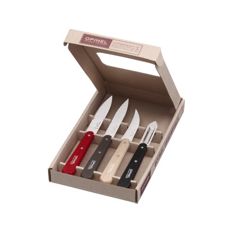 Opinel kitchen knife set 4-piece, 3 knives and peeler, Les Essentiels LOFT